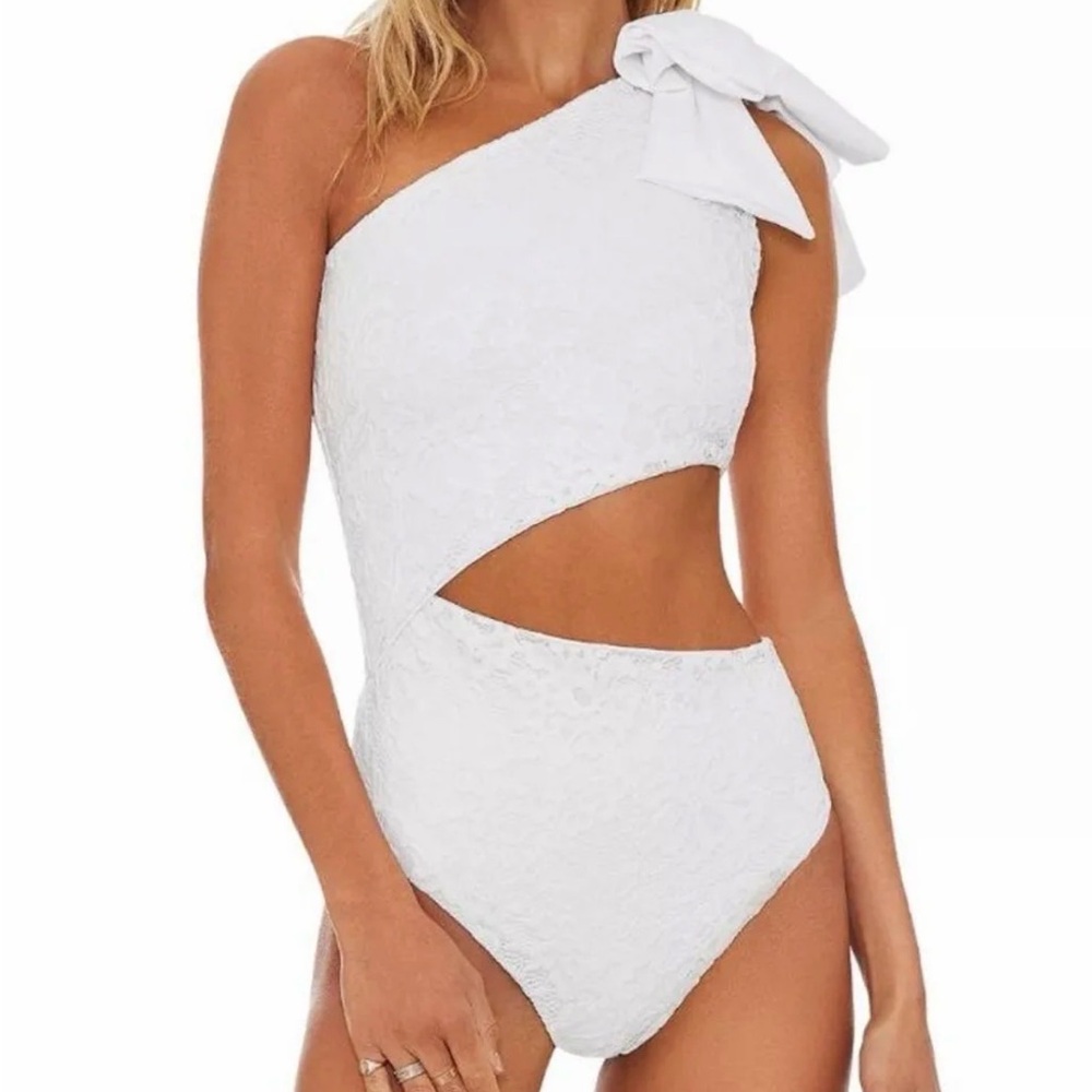 Beach Riot x REVOLVE Selena Lace Bridal Bachelorette White One Piece Swimsuit
